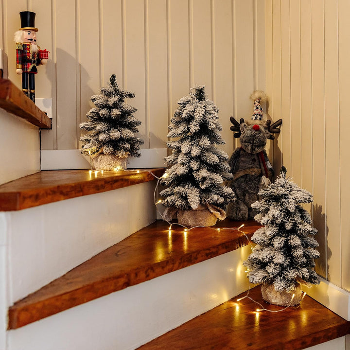 Creative Home Künstlicher Weihnachtsbaum mit Schnee | Tannenbaum Künstlich im Jutesack | 30 cm | Dek