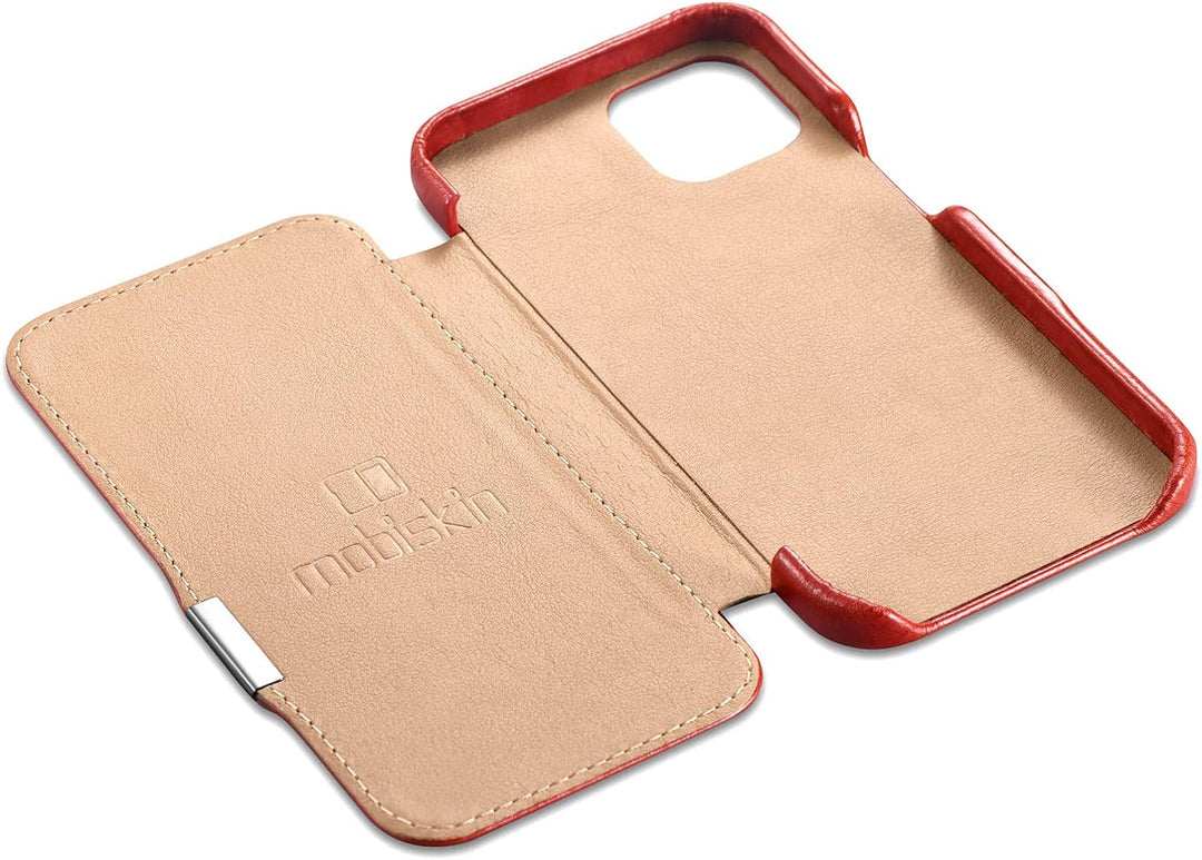 Mobiskin Hülle kompatibel mit Apple iPhone 13 Mini (5,4 Zoll), Handyhülle mit echtem Leder, Case, Sc