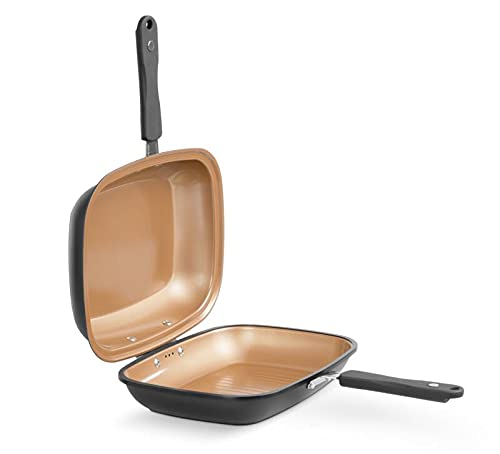LIVINGTON Black Doubletta | Wendepfanne | Kochen, Braten, Backen, Grillen | ergonomischer Griff | ge