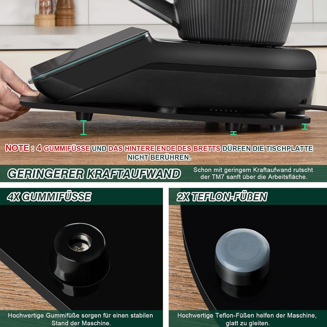 ANBOXIT Gleitbrett TM7 für Thermomix, Brett für Thermomix mit Teflon-Füssen, Leicht Gleitendes Acryl