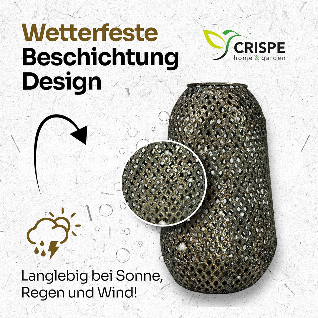 Crispe Home & Garden | orientalisches Windlicht aus Metall | Laterne Madras | Türkis/Gold | Höhe 28