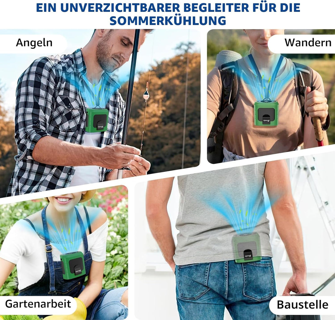Zeadio Taillenclip-Ventilator, 3 Geschwindigkeiten, 10000mAh freihändiger tragbarer Halskettenventil