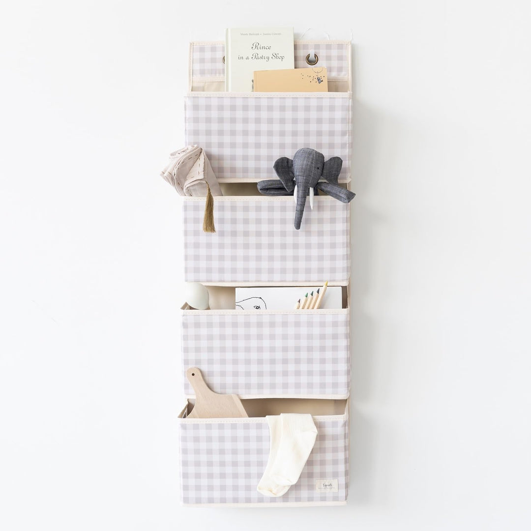 3 Sprouts - Hängeorganizer Tür Organizer - Ideal für Ordnung im Bad und Kinderzimmer - Gingham Beige