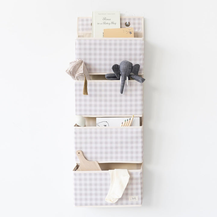 3 Sprouts - Hängeorganizer Tür Organizer - Ideal für Ordnung im Bad und Kinderzimmer - Gingham Beige