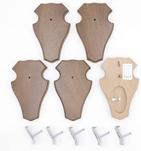 5 Stück REH Trophäenschilder Stumpf braun klein AF 19 cm x 11 cm mit Kieferfach und 5 Stück Gehörnkl