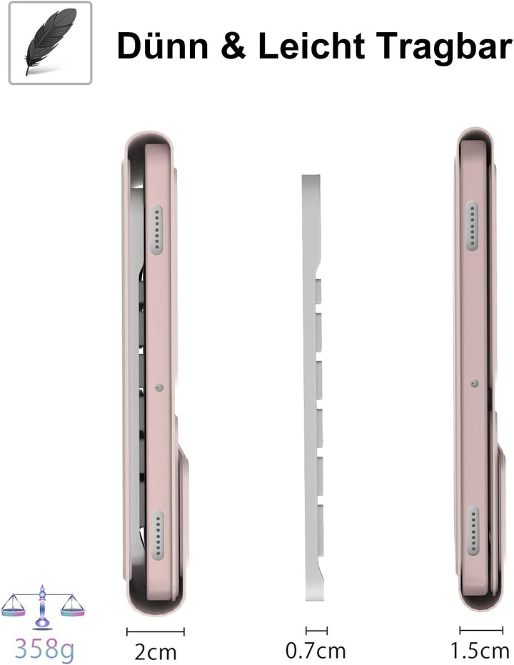 Hülle mit Tastatur für Samsung Galaxy Tab A9 Plus 11 Zoll 2023, 7 Farben Beleuchtung, QWERTZ Deutsch