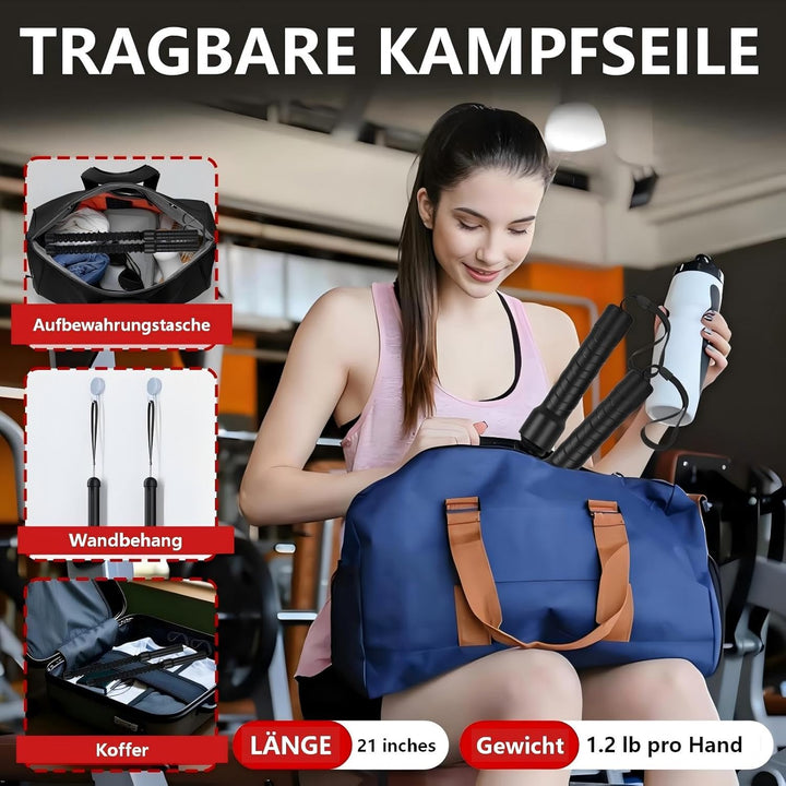 Battle Ropes, Ropeless Battle Ropes,Übungsseil Tragbar Fitnessgeräte,Cardio & Kraftübungen,Noise-fre