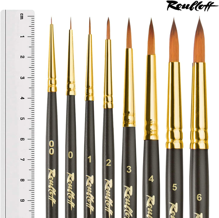 Roubloff Professional Kolinsky Imitation Brush Set | 8 Runde Synthetikpinsel In Den Grössen 00 0 1 2