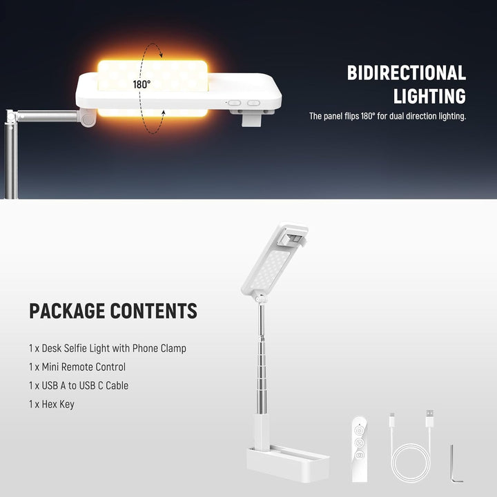 NEEWER Entry Level Version Tisch Ständer, 4W Overhead Smartphones Mount, klappbar, mit LED Licht/Fer