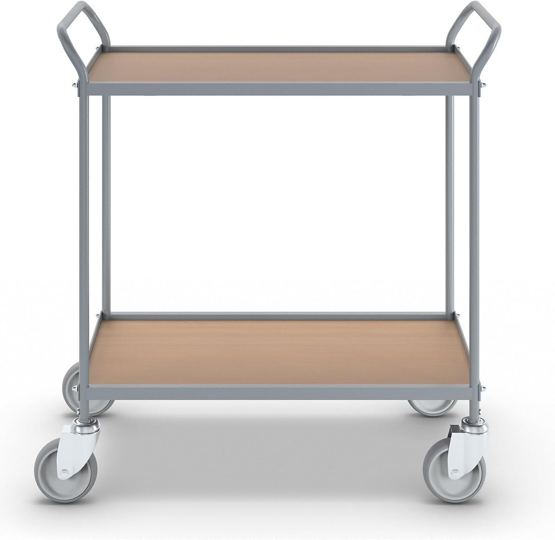 eurokraft | Servierwagen | Etagenhöhe 590 mm | 2 Etagen | mit 4 Lenkrollen | Rad-Ø 125 mm mit 4 Lenk