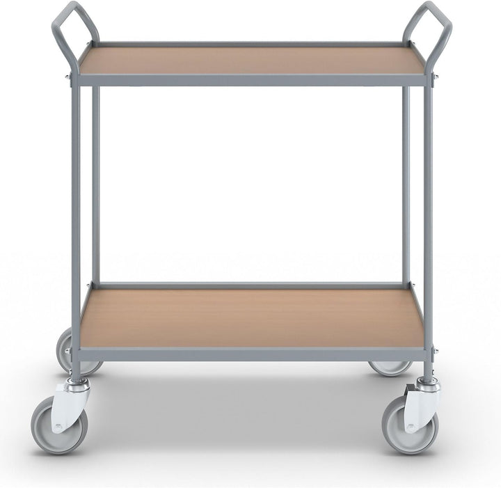 eurokraft | Servierwagen | Etagenhöhe 590 mm | 2 Etagen | mit 4 Lenkrollen | Rad-Ø 125 mm mit 4 Lenk