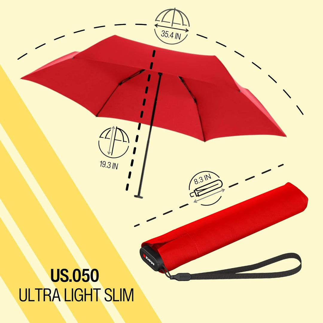 Knirps Taschenschirm Ultra US.050 Slim Manual – Ultra leicht und flach – Sturmfest – Windproof – 21
