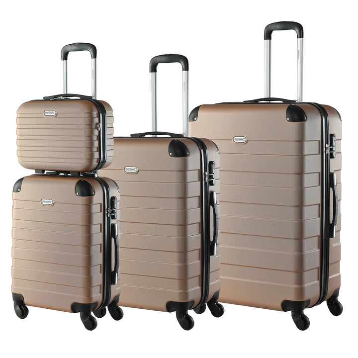 MONZANA® Kofferset Essential Hartschalen Koffer M-L-XL Gel-Griffe 4 Rollen Kantenschutz Beautycase S