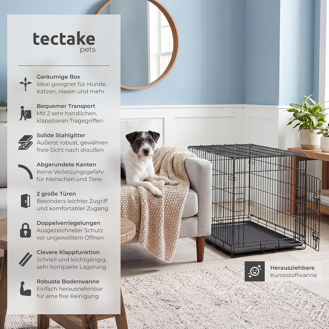 tectake® Hundekäfig, Hundegitter Box, Dog Kennel, Hundebox faltbar, Transportbox stabil, für Hunde u
