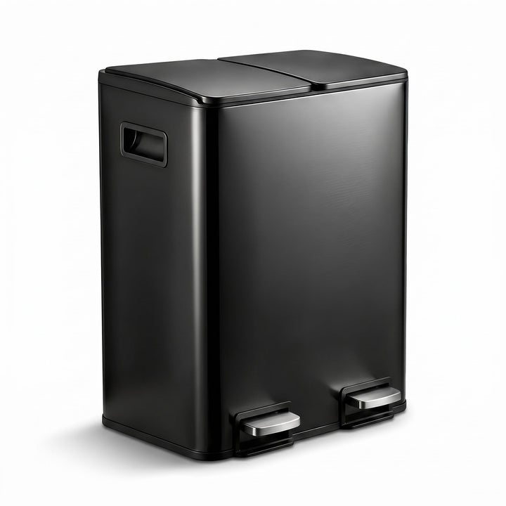 Mülleimer Küche 2 x 19 L(38L), Edelstahl Treteimer mit Deckel, Mülltrennsystem 2 Fächer, Abfalleimer