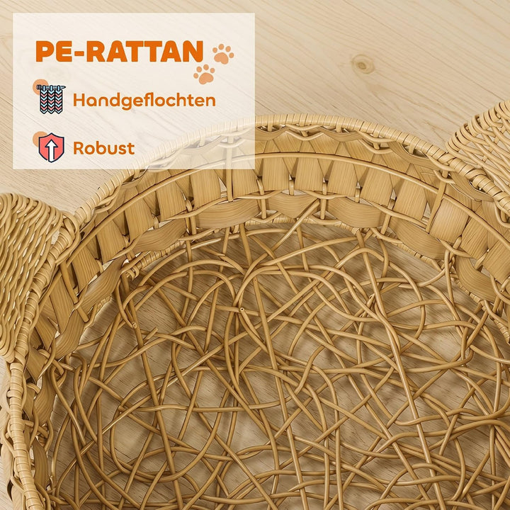 PawHut Katzenbett Katzenhöhle bis 10 kg 50 x 50 x 25 cm Hellbraun | Abnehmbares Kissen, Katzenkorb,