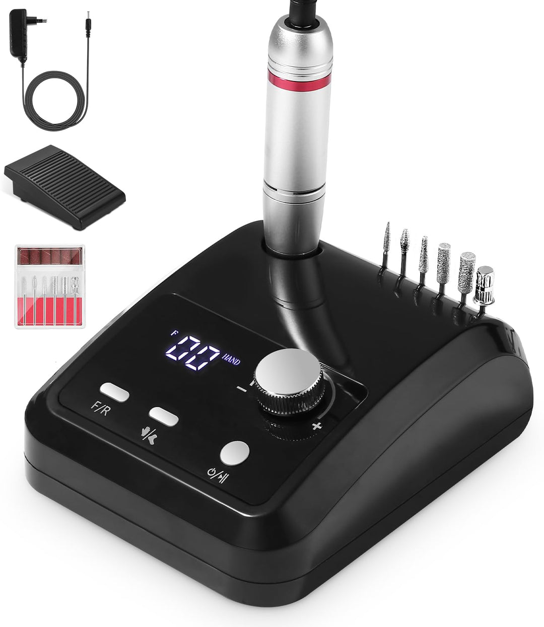 Nagelfräser Professionell, Nagelfräser für Gelnägel, 45000 rpm Elektrische nagelfeile mit Pedalen, N