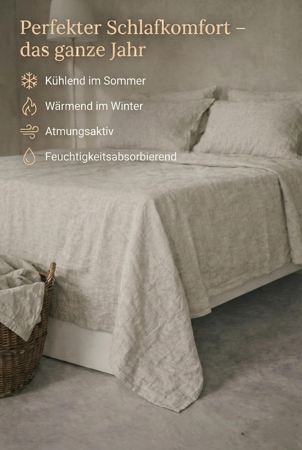 Ger3as Leinen Bettlaken ohne Gummi 100% Stonewashed Natürlich Leinen Laken Überwurf Leinen Gewaschen