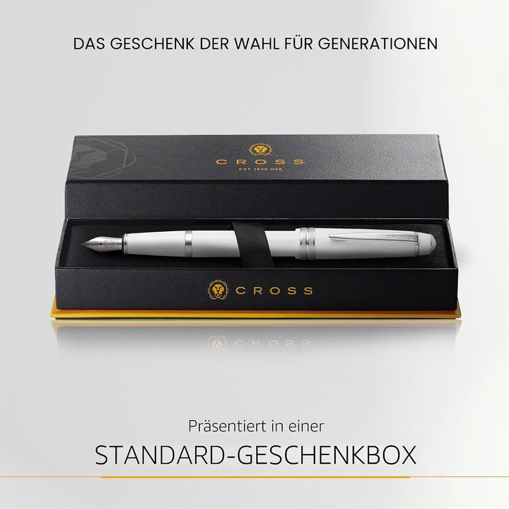 Cross Bailey Light Füllfederhalter (Federstärke F, inkl. Geschenkverpackung) Weiss F-Feder - fein We