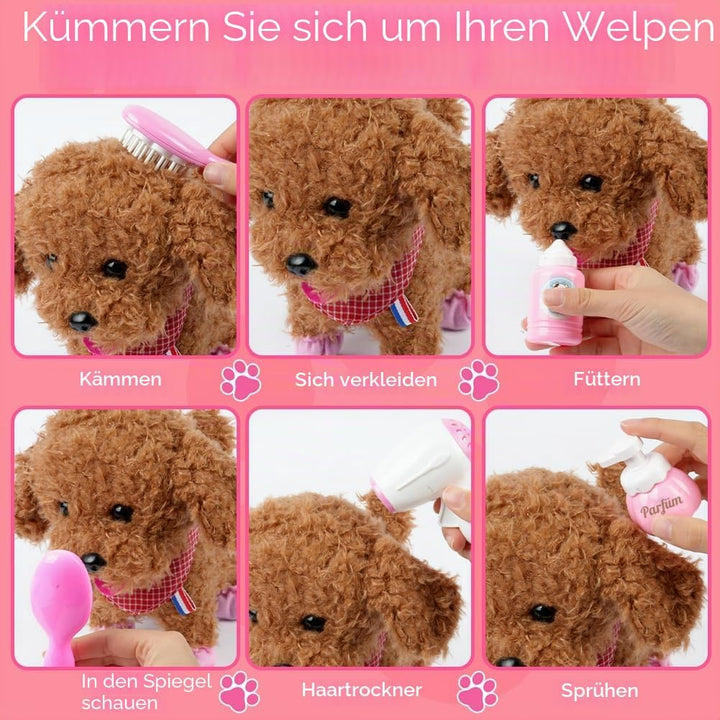 Vicloon Interaktives Haustiere Puppe, Plüsch Puppe mit Leine der Läuft Bellt Schwanzwedeln, Haustier