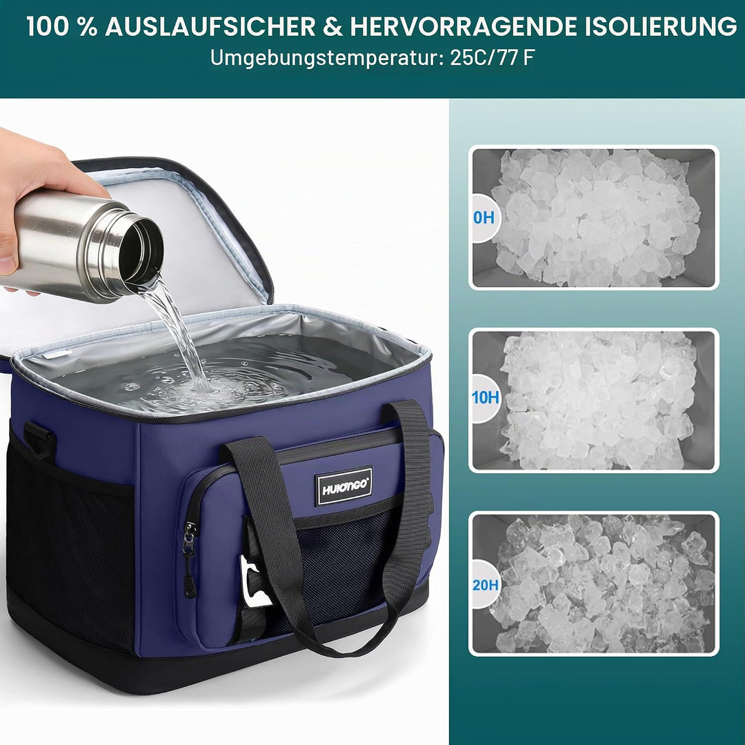 Hulongo Kühltasche, 30 L grosse isolierte Kühltasche, wasserdichte Thermotasche für Picknicks, ausla