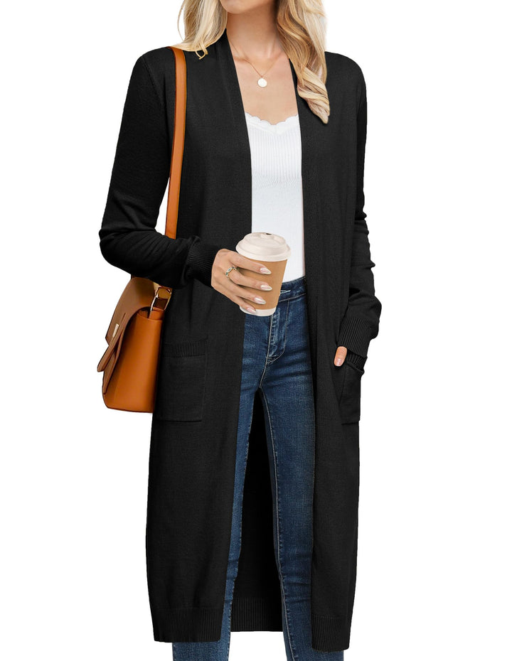 GRACE KARIN Damen Strickjacke Offene Langarm Knitwear Casual Maxi Lang Cardigan Sweater CLE02380, XL