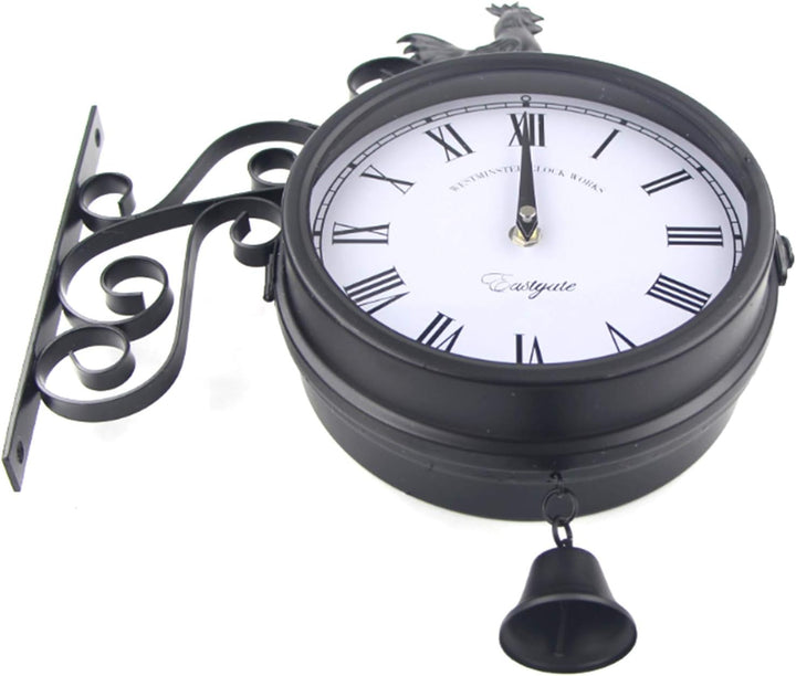 Bahnhofsuhr Doppelseitig Retro Antik Zweiseitige Wanduhr Metall Wandmontage Uhr Vintage Nostalgie St