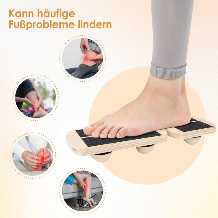 TOMSHOO Balance Board Erwachsene, Holz Balanceboard Set Mit Kork-Rolle & Kork-Halbkugel, Rutschfeste