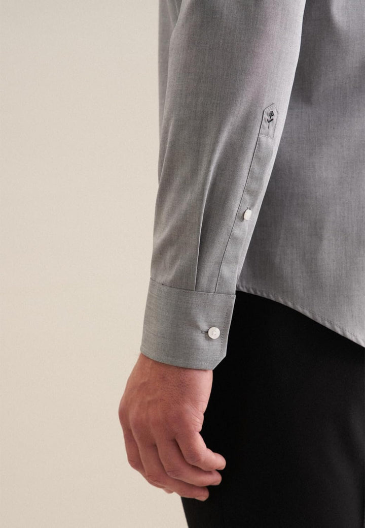 Seidensticker Herren Slim Fit Bügelfrei Business Kent Langarm Businesshemd 42 Dunkelgrau, 42 Dunkelg