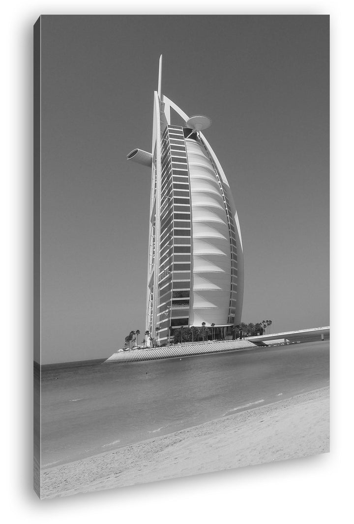 deyoli gigantisches Gebäude in Dubai Effekt: Schwarz/Weiss im Format: 80x60 als Leinwandbild, Motiv
