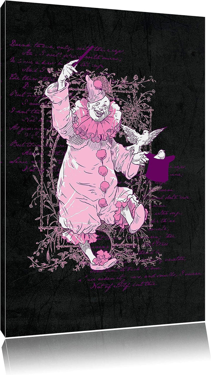Dark Clown black Leinwandbild Bild auf Leinwand, XXL riesige Bilder fertig gerahmt mit Keilrahmen, K