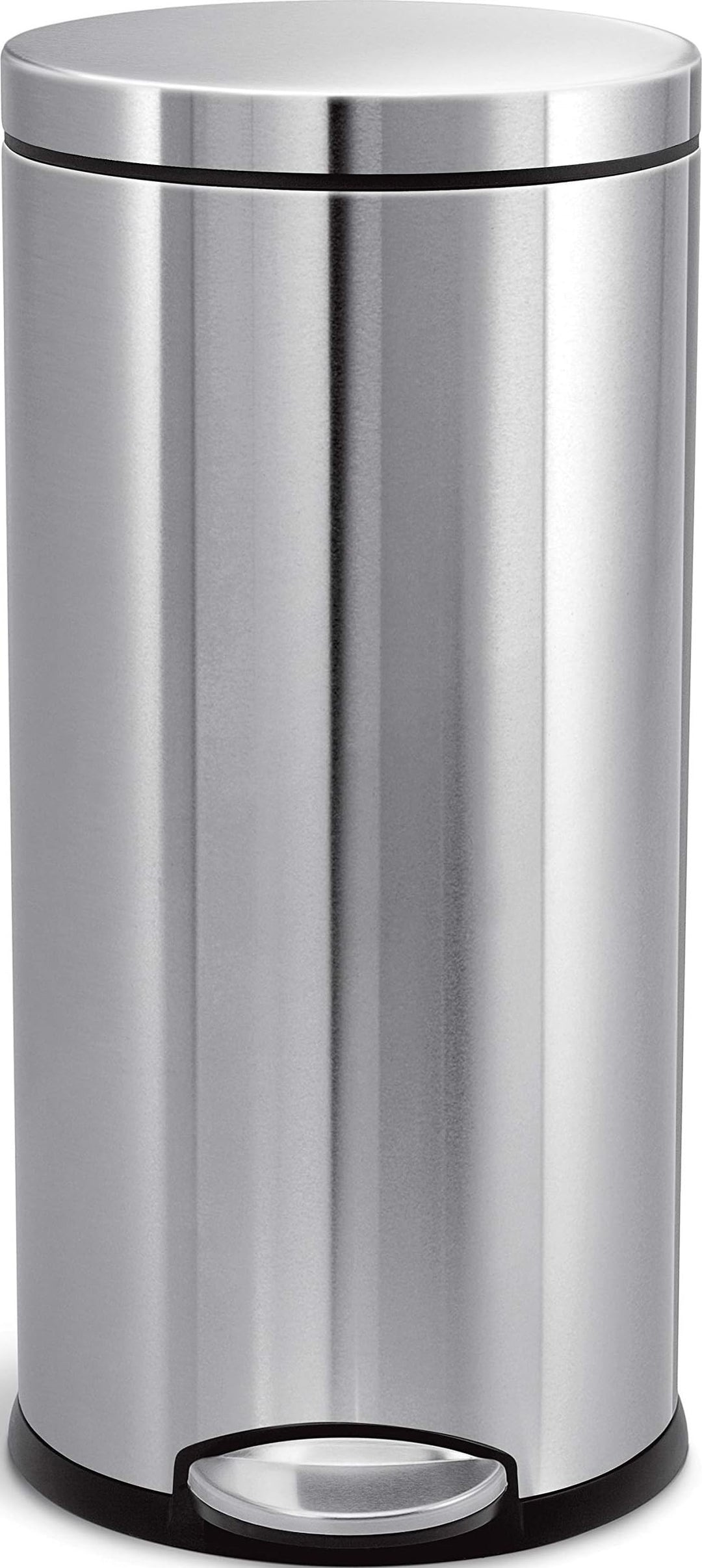 simplehuman CW1810 30 Liter, runder Treteimer, Mülleimer Küche, gebürsteter Stahl, 10 Jahre Garantie