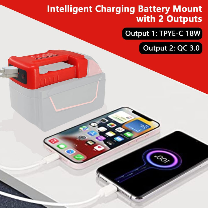 TPDL 2 Pack USB Ladegerät Adapter für Milwaukee M18 18V Akku, mit Typ-C PD 18W Schnellladeanschluss