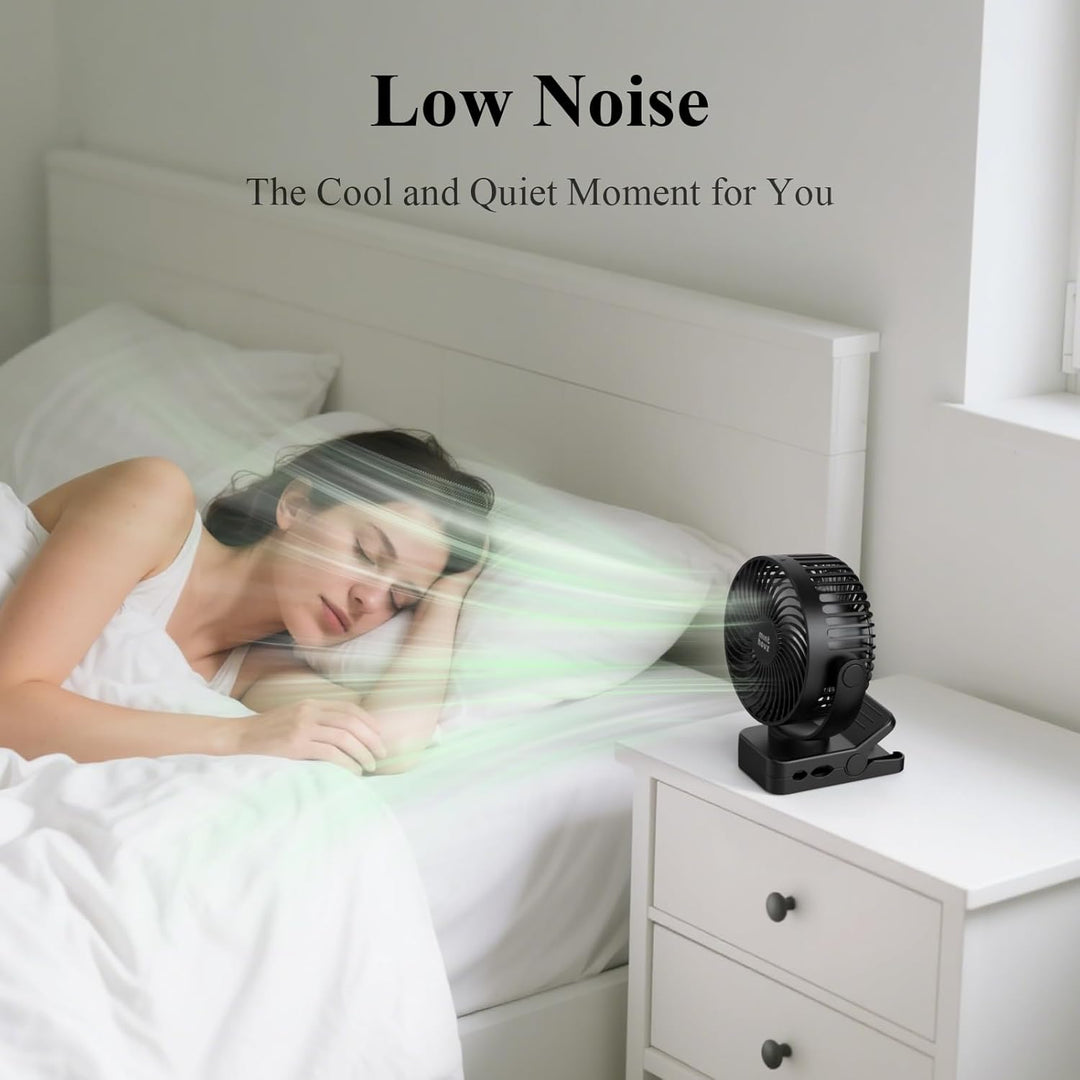 Minthouz USB Tischventilator leise mit 12000mAh Ventilator Akku – Tragbarer Clip-Ventilator mit Fern