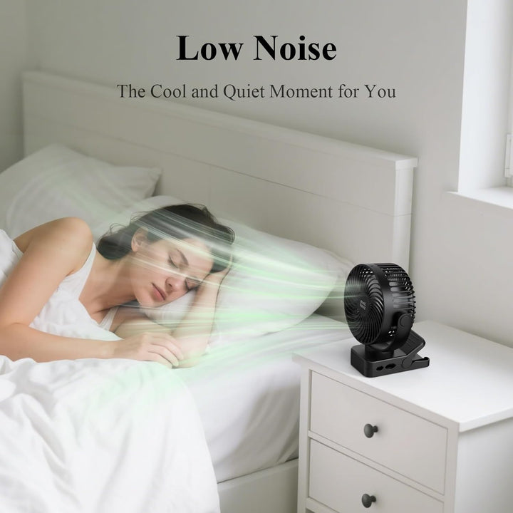 Minthouz USB Tischventilator leise mit 12000mAh Ventilator Akku – Tragbarer Clip-Ventilator mit Fern