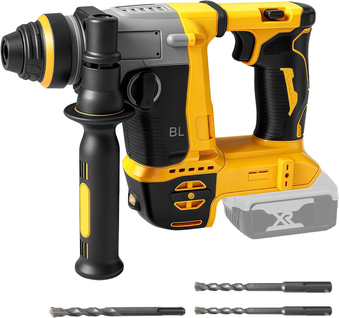 1250W Akku Kombihammer und Bohrlöcher 2-in-1 kompatibel mit DeWalt 20V Akku(ohne Akku),22 mm Bürsten
