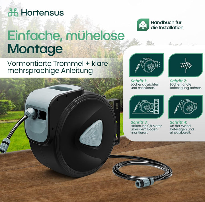 Wandschlauchbox 15 m Gartenschlauchtrommel | Schlauchaufroller