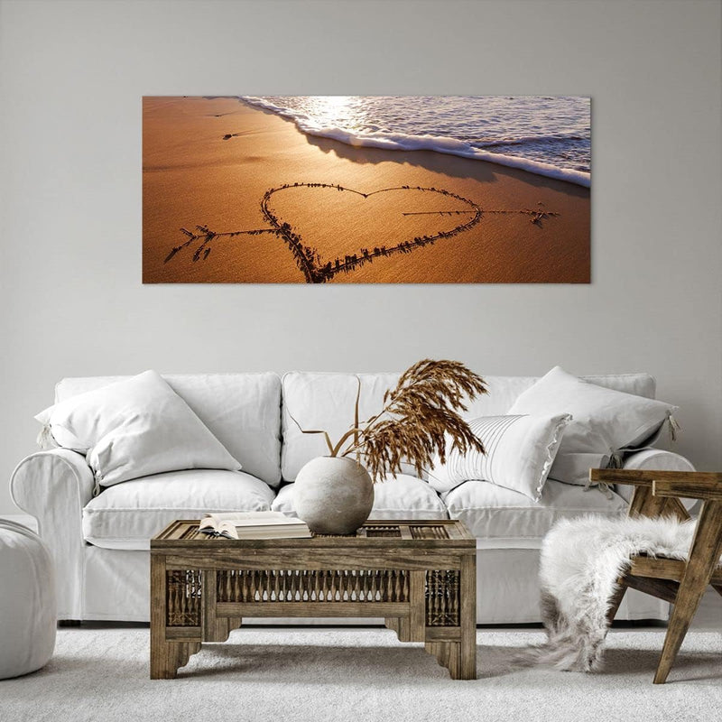 Wandbilder Dekoration Wohnzimmer Sommer Meer Sand Strand Panorama Bilder auf Leinwand 120x50cm Leinw