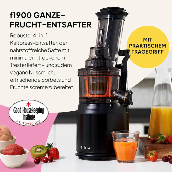 Fridja Leistungsstarker Mastixierpresse für ganze Früchte und Gemüse, Sorbet, Eiscreme, 75-mm-Futter