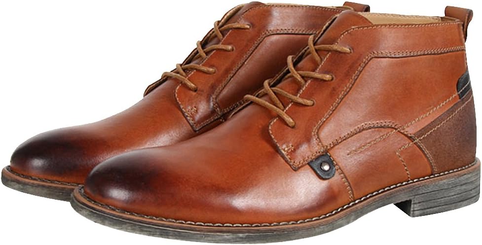 rismart Herren Knöchel hoch Runder Zeh Stilvoll Leder Chukka Bootsschuhe 44 EU Bräunen, 44 EU Bräune