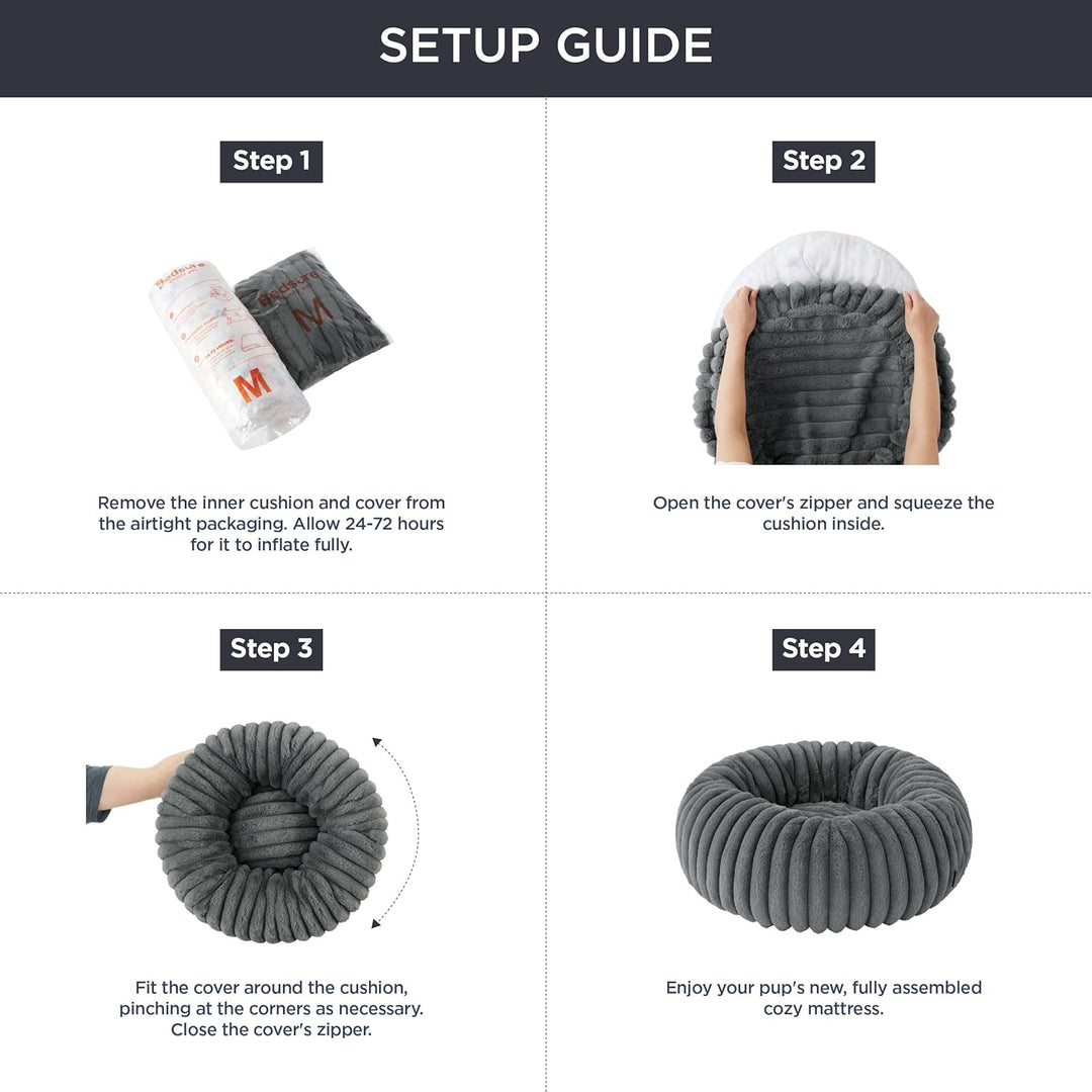 BEDSURE orthopädisches Katzen Bettchen - Flauschiges Donut 51x51x15cm rundes Katzensofa mit waschbar