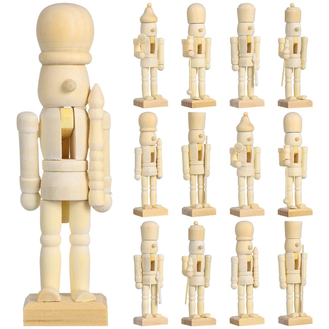 MAGICLULU 12 Stück Unvollendete Holz-Nussknacker Holz-Nussknacker Zum Bemalen Von Holzfarben-Nusskna