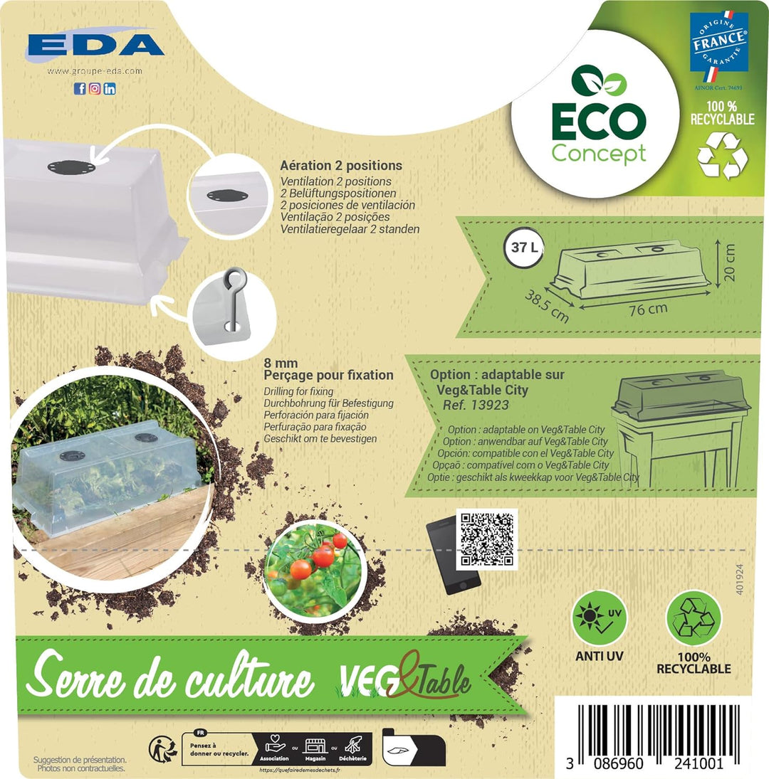 EDA Serre DE Culture Vegetable City COUVERCLE Avec Aeration 13924