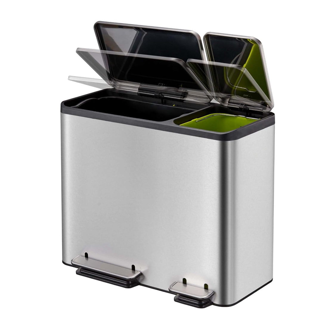EKO Ecocasa Tretmülleimer Mülltrennsystem 30L + 15L (32,1 x 60,5 x 49,2 cm, Dämpfer-System, Fingerab