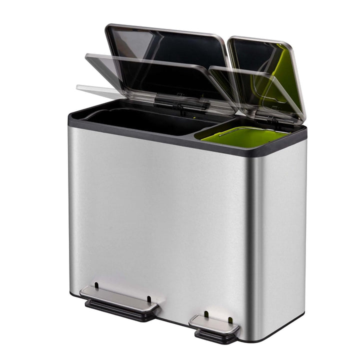 EKO Ecocasa Tretmülleimer Mülltrennsystem 30L + 15L (32,1 x 60,5 x 49,2 cm, Dämpfer-System, Fingerab