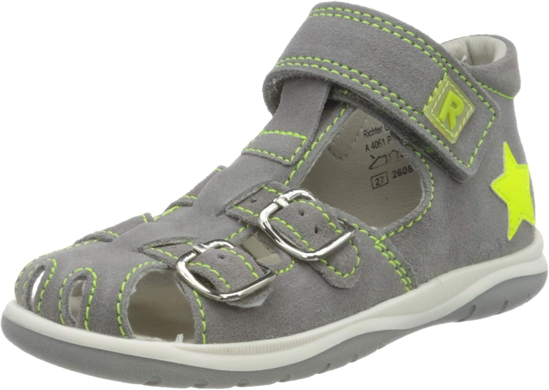 Richter Kinderschuhe Jungen Babel Geschlossene Sandalen 22 EU Grau Stone Neon Yellow 6601, 22 EU Gra
