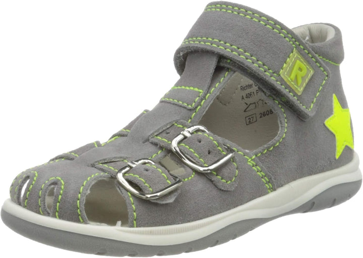 Richter Kinderschuhe Jungen Babel Geschlossene Sandalen 22 EU Grau Stone Neon Yellow 6601, 22 EU Gra