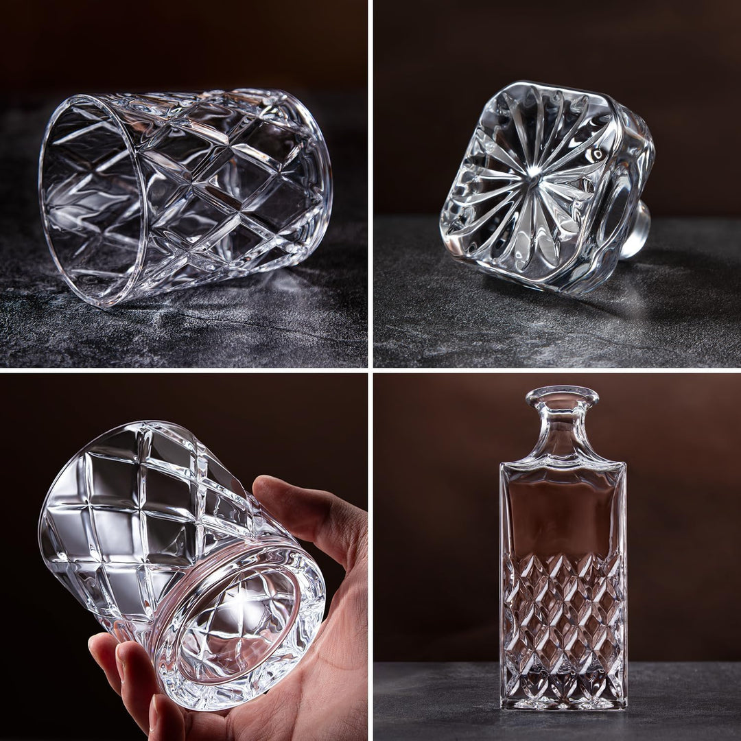 Lighten Life Whisky Karaffe und Gläser Set,Bleifrei Whiskey Karaffe Set,849 ml Kristall-Whisky-Dekan