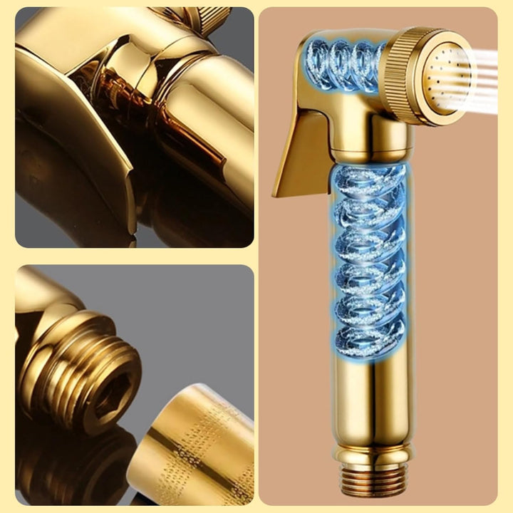 Eujgoov Massive Messing-Wandmontage-Dusche, Gold-Bidet-Sprayer für Toilette, Douchette, WC, Doree-WC
