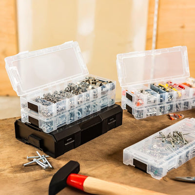 L-BOXX Micro – Transparente, stapelbare Kleinteilebox - Sortierbox mit flexiblen Trennwänden 259 x 1